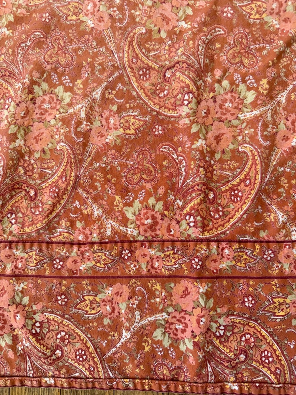 April Cornell 52 Inch Square Bohemian Tablecloth Terra Cotta Floral Paisley